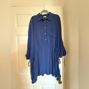 Elan Indigo Button-Up Blouse